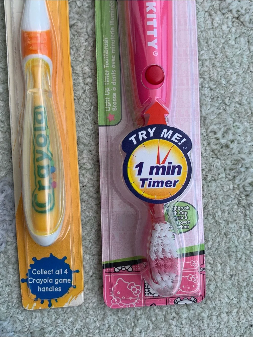 Lot of 2 Hello Kitty and Crayola kids toothbrushes